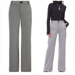 CAbi Black and White Houndstooth Wide Leg Pants